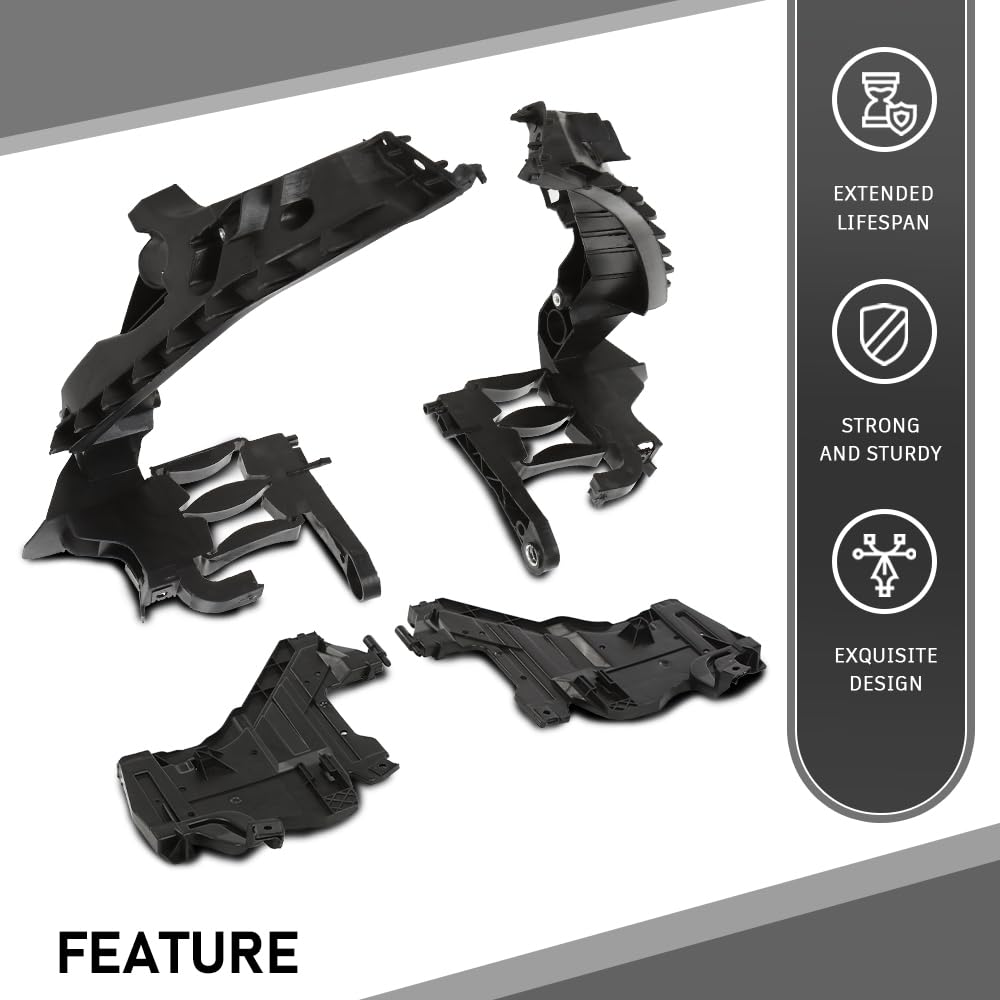 G-PLUS Headlight Mount Bracket Support + Base Plate 4PCS Kit Compatible with Audi A4 / S4 B8 2008-2012 ,Compatible with Audi A4 Allroad 2010-2012