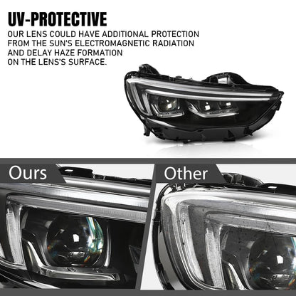 G-PLUS LED Right Side Headlight Assembly Front Headlamp without Bulb Compatible with Buick Regal 2018-2020 39050377 Clear Lens Black Housing Amber Reflector