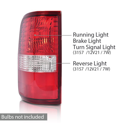 G-PLUS Tail Lights Lamp w/o Bulbs Compatible with Ford F150 King Ranch, Lariat, XL 2004 2005 2006 Rear Brake Lamps Assembly,5L3Z13404CA, 6L3Z13404BA,luces traseras faros traseros Red Lens LH&RH