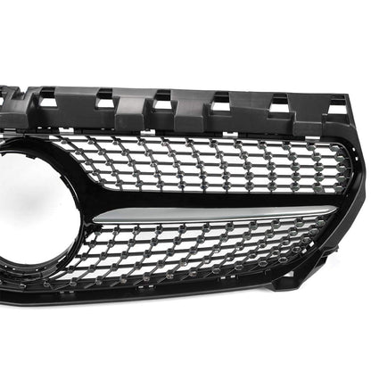 Compatible with W117 CLA Class CLA180 CLA200 CLA250 CLA260 CLA45 AMG 2014 2015 2016 Front Diamond Style Bumper Grille Upper Hood Grill Trim Shell Chrome Black