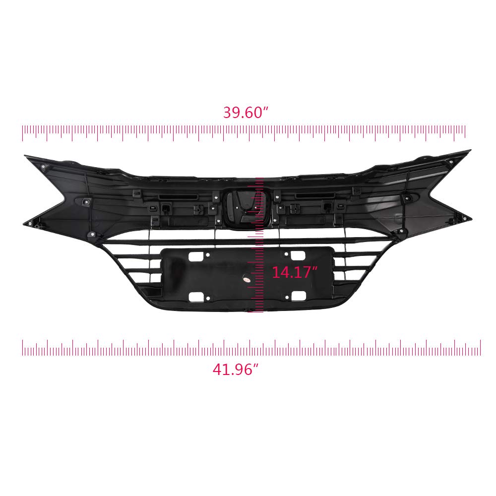 Front Bumper Upper Grilles Grill Compatible for Honda HRV HR-V 2016-2018 Chrome Black Factory Style