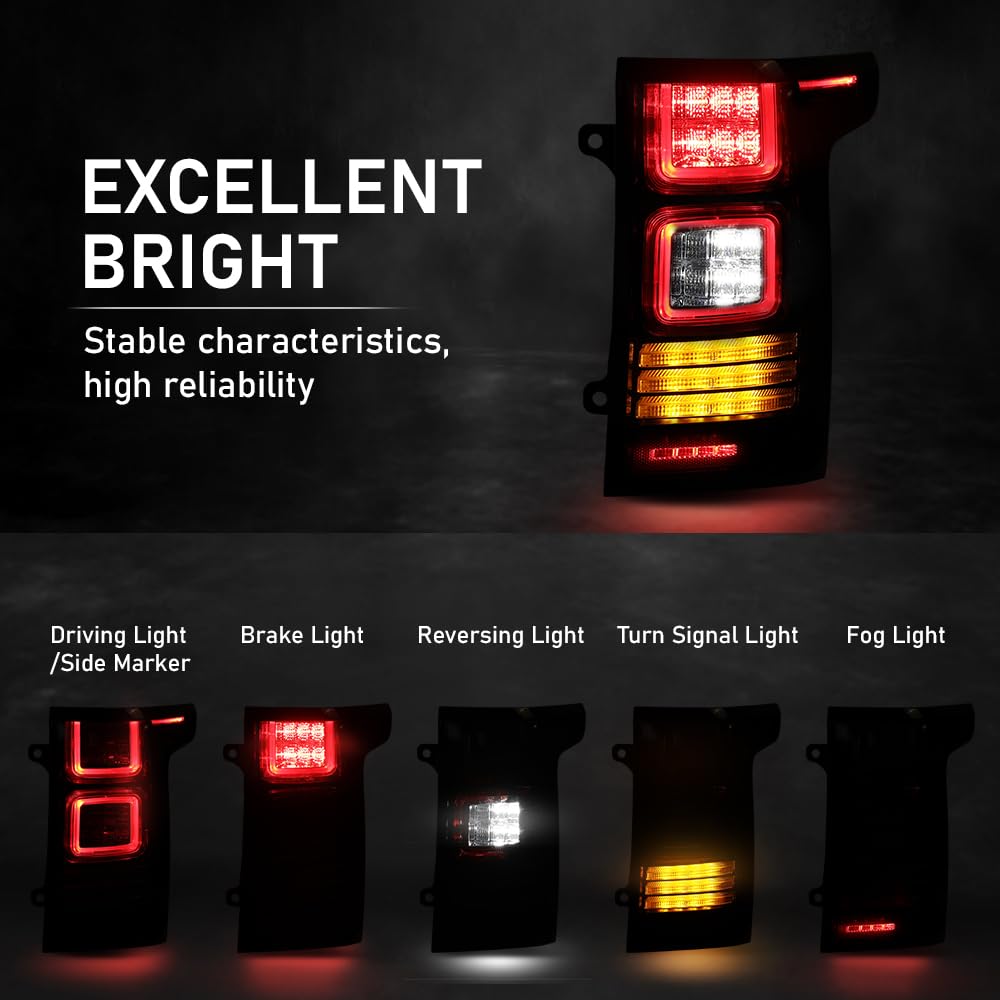G-PLUS LED Tail Lights Rear Brake Lamp Compatible with Range Rover 2013-2017 Left Driver & Right Passenger Side Tail Lamps LR061659, LR055106 Luces Traseras Rear Brake Lamps Assembly