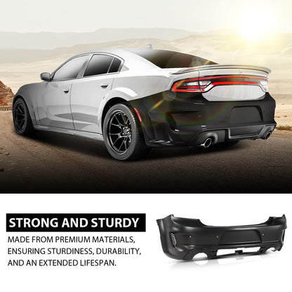 G-PLUS Rear Bumper Cover w/Holes Compatible with Dodge Charger 2020 2021 2022 2023, 68488292AA, CH1100A56, Primed Black
