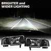 G-PLUS Headlights Lamps Fit 1994-2001 Dodge Ram 1500/1994-2002 Dodge Ram 2500 3500,Not fit Ram Sport,Clear Lens Black Housing Clear Reflector w/o Bulbs Bumper Headlamps,faros delanteros Assembly
