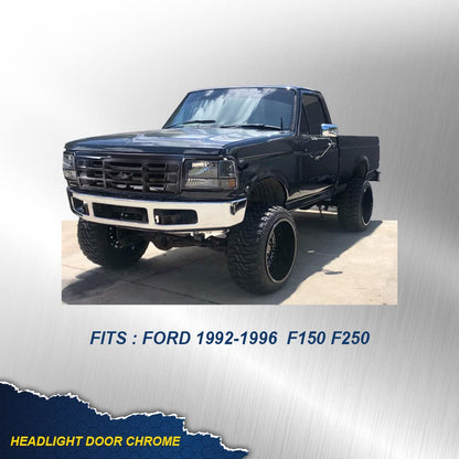 G-PLUS Headlights Trim Bezel Compatible with Ford F150 F250 F350 Truck 1992-1997/ Ford Bronco 1992-1996 Headlamps Door Bezel Left & Right 2 PCS Glossy Black