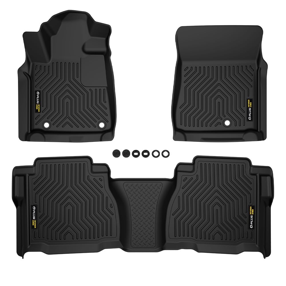 G-PLUS TPE Cargo Liners,Compatible with 2007-2011 Toyota Tundra Double/CrewMax Cab Pickup,All Weather Full Cover Protection Floor Liner Front & 2nd Row 3PCS