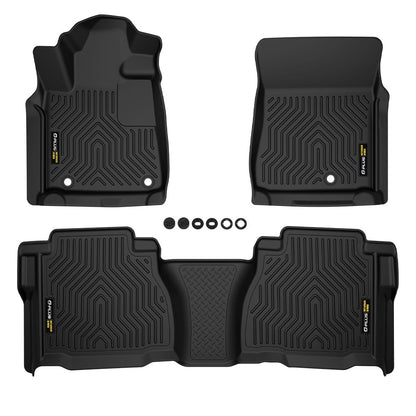 G-PLUS TPE Cargo Liners,Compatible with 2007-2011 Toyota Tundra Double/CrewMax Cab Pickup,All Weather Full Cover Protection Floor Liner Front & 2nd Row 3PCS