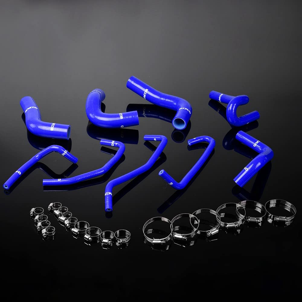 G-PLUS Silicone Radiator Hose Kit w/Clamps Compatible with Mazda MX5 MX-5 Miata 1.8L 1994-1997 (Blue 9 PCS)