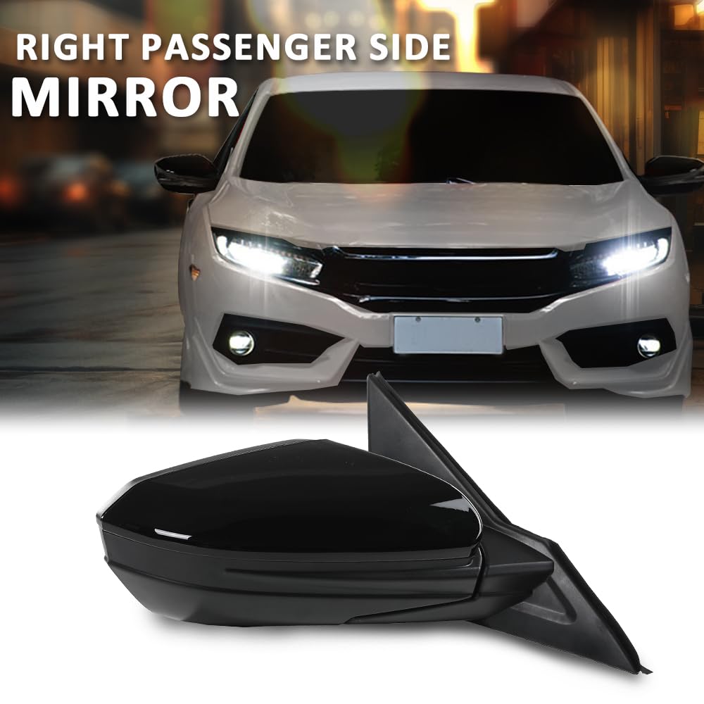 G-PLUS Power Mirror w/ 3-Pin Right Passenger Side Compatible with Honda Civic DX 2016-2020/Fit Honda Civic LX 2015-2021 Manual Folding 76208TBAA03ZA-PFM 76208TBAC03ZA-PFM Glossy Black