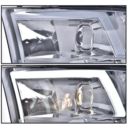 G-PLUS LED DRL Headlights Fit Dodge Ram 1500 2500 3500 2009-2012(New Body), Fit Factory Quad, Clear Lens Chrome Housing Amber Reflector Bumper Headlamps, faros Assembly