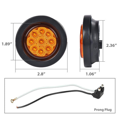G-PLUS 2pcs Amber 2 Inch Round 9 LED Side Marker Lights Truck Trailer Lamp Fit for Most 12V Trailers Buses Trucks Trailers Lorries RVs