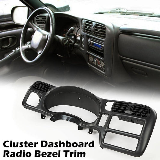 G-PLUS Dash Radio Trim Bezel Cover Single Din Compatible with 1998-2004 Chevy Blazer S10/GMC Jimmy Sonoma Dashboard Radio Panel (Black ABS Plastic)