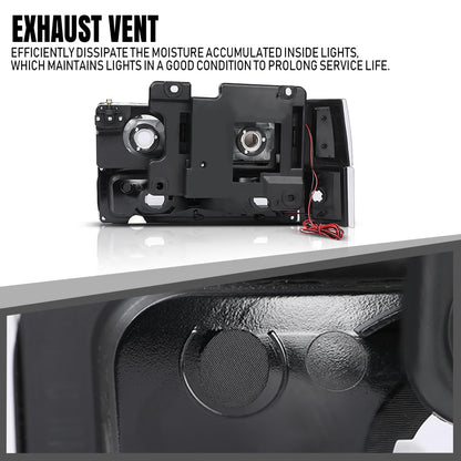 G-PLUS LED Headlights & Corner Light Compatible with Chevy/GMC C10/C1500/K1500 1994-1999,Fit GMC Yukon/Suburban 1994-1999,Fit Chevy Tahoe 1995-2000,Headlamps Smoke Lens Black Housing Amber Reflector
