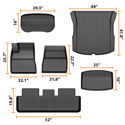 G-PLUS Floor Mats & Cargo Liner FLOOR MATS | FIT TESLA MODEL 3 Highland 2024 2025 Floor Liners TPE All Weather Custom Fit Floor Cargo Liners Trunk Mats Accessories Front & Rear Cargo Mat Full Set,6PCS Black