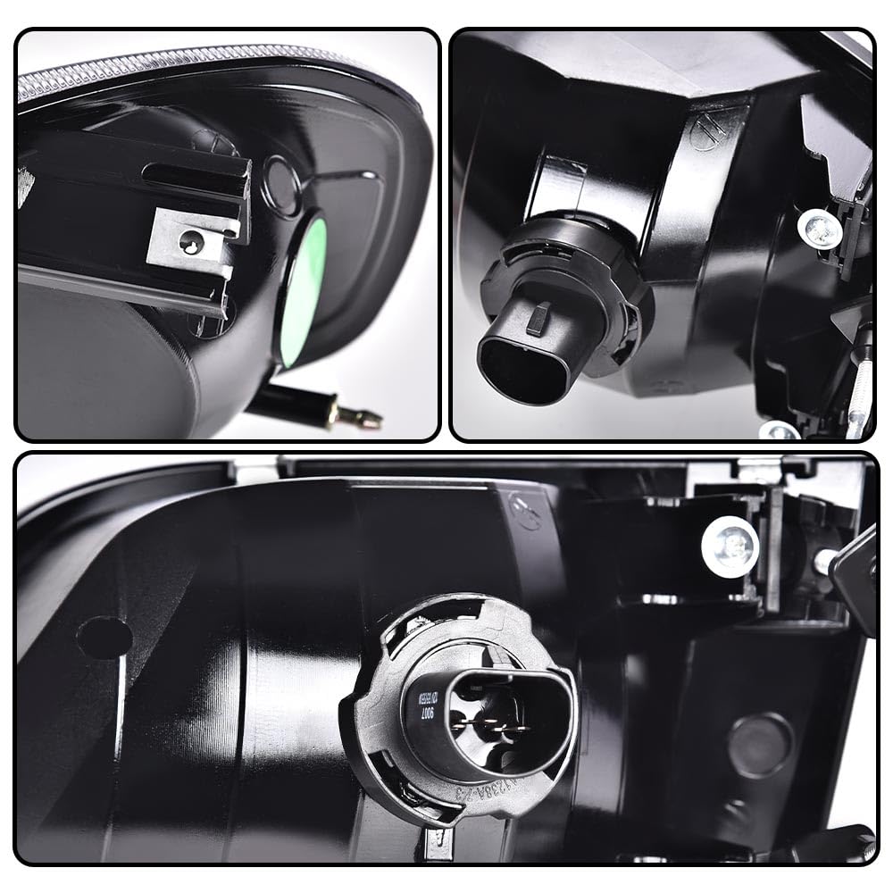 G-PLUS Headlights w/Bulbs, Compatible with Ford Expedition 1997-2002/Fit Ford F150 1998-2003/Fit F250 1997-1999 Bumper Headlamps Left &Right Clear lens Chrome Housing Amber Reflector