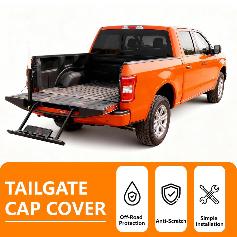 G-PLUS Top Flex Step Tailgate Molding Cover Trim Cap Compatible with 2015-2018 Ford F150 FL3Z-9941018-AB & FL3Z-1540602-AA Black