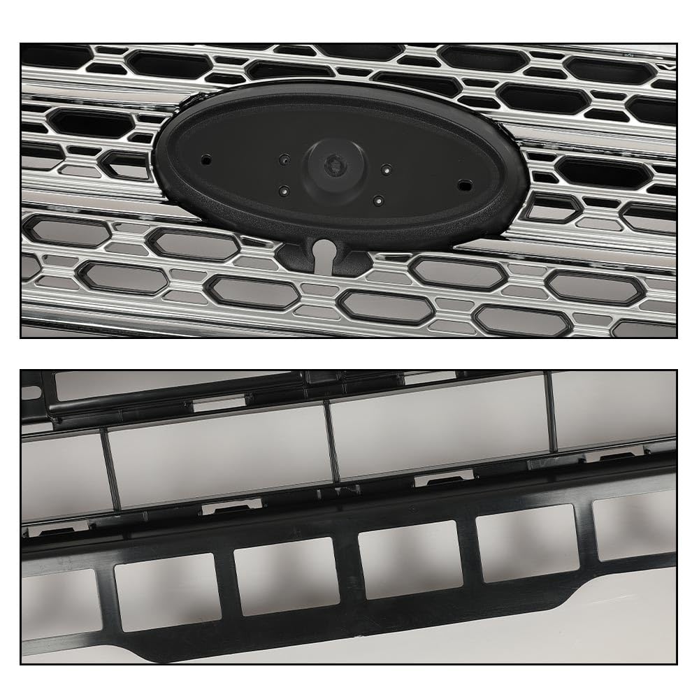 G-PLUS Front Bumper Upper Grille Radiator Compatible with Ford Explorer 2020 2021 2022 Chrome Plastic