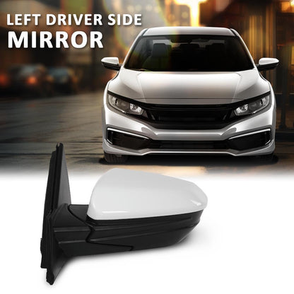 G-PLUS Power Mirror w/ 3-Pin Left Driver Side Compatible with Honda Civic DX 2016-2020/Fit Honda Civic LX 2015-2021 Manual Folding 76208TBAA03ZA-PFM 76208TBAC03ZA-PFM White