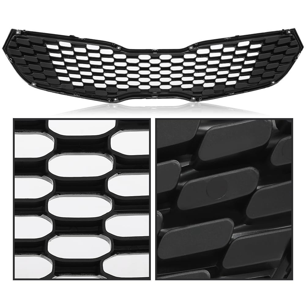 G-PLUS Front Bumper Grill Grille Assembly Chrome Mesh Style Compatible with Kia Forte SX/EX/LX 2014 2015 2016 KI1200156, 86350A7500