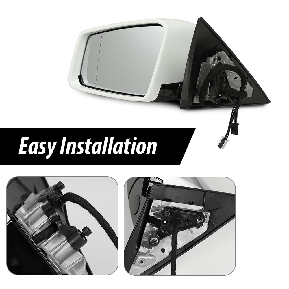 G-PLUS Mirror w/o Blind Spot Left Driver Side Compatible with Benz E350 E400 E550 2010-2017/Fit Only 2 Doors Coupe/Not Fit 4 Doors Sedan 2078100776 White