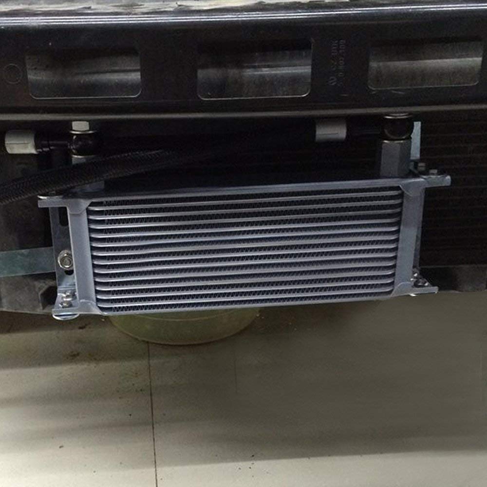 G-PLUS Black 25 Row AN10-10AN Engine Transmission Oil Cooler Kit & Oil Cooler Sandwich Plate Kit Compatible with GM LS1 LS2 LS3 Aluminum