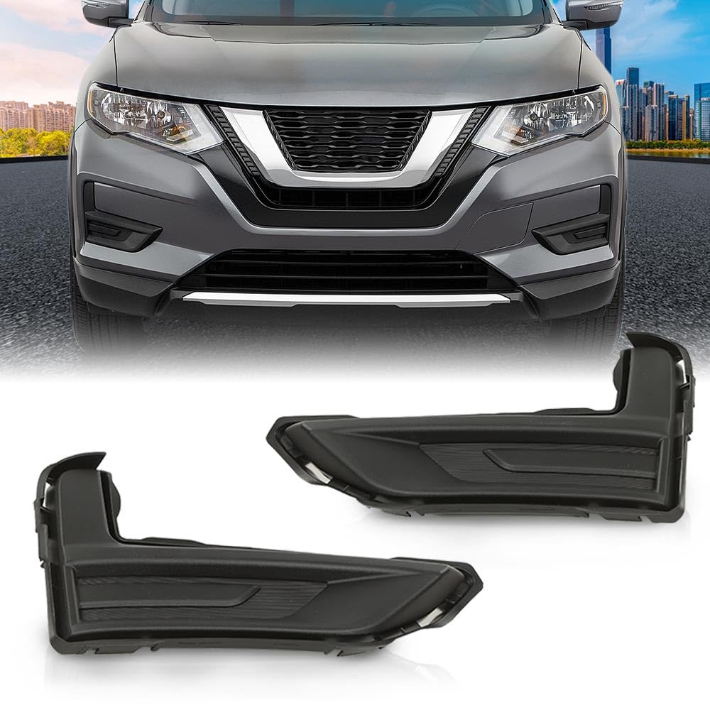 G-PLUS Fog Light Covers Bezels Driver and Passenger Side Compatible with Nissan Rogue S 2017-2020 622566FL0A 622576FL0A NI1039148 NI1038148