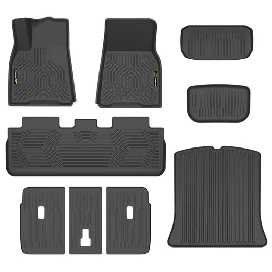 G-PLUS 9PCS Cargo Liners Mat Fit Tesla Model Y 2020-2024 5-Seat (NOT for 7-SEAT) All Weather 1st & 2nd & 3rd Row Truck Cover Mats,Waterproof TPE Floor Liners