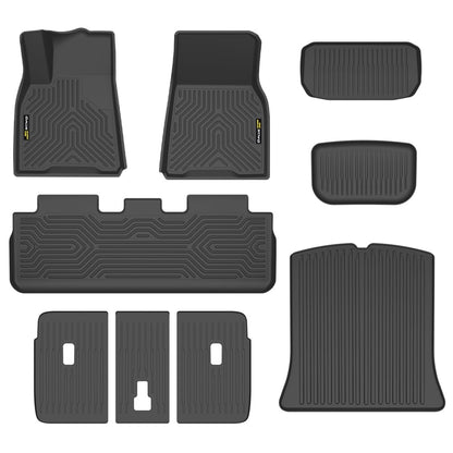 Cargo Liners Fit Tesla Model Y 2020-2024 5-SEAT (NOT for 7-SEAT) All Weather Cargo Liner Waterproof 1st & 2nd & 3rd Row 9PCS TPE