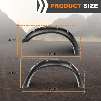 G-PLUS Front Fender Flares Pocket Bolt Compatible with Ford F150 F250 Bronco 1992-1996; Fit Ford F350 1992-1997 2 PCS Black