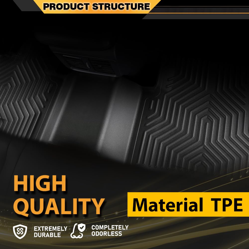 G-PLUS TPE Cargo Liners Compatible with 2016-2021 Honda Insight/Civic Coupe/Civic Sedan 3PCS Black Floor Liners Front & 2nd Row All Weather Full Cover Protection