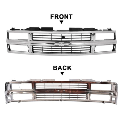 G-PLUS Chrome Grille w/Black Insert Compatible with Chevy Blazer Tahoe C/K 1500 2500 3500 1994 1995 1996 1997 1998 1999 2000 15981106 GM1200238