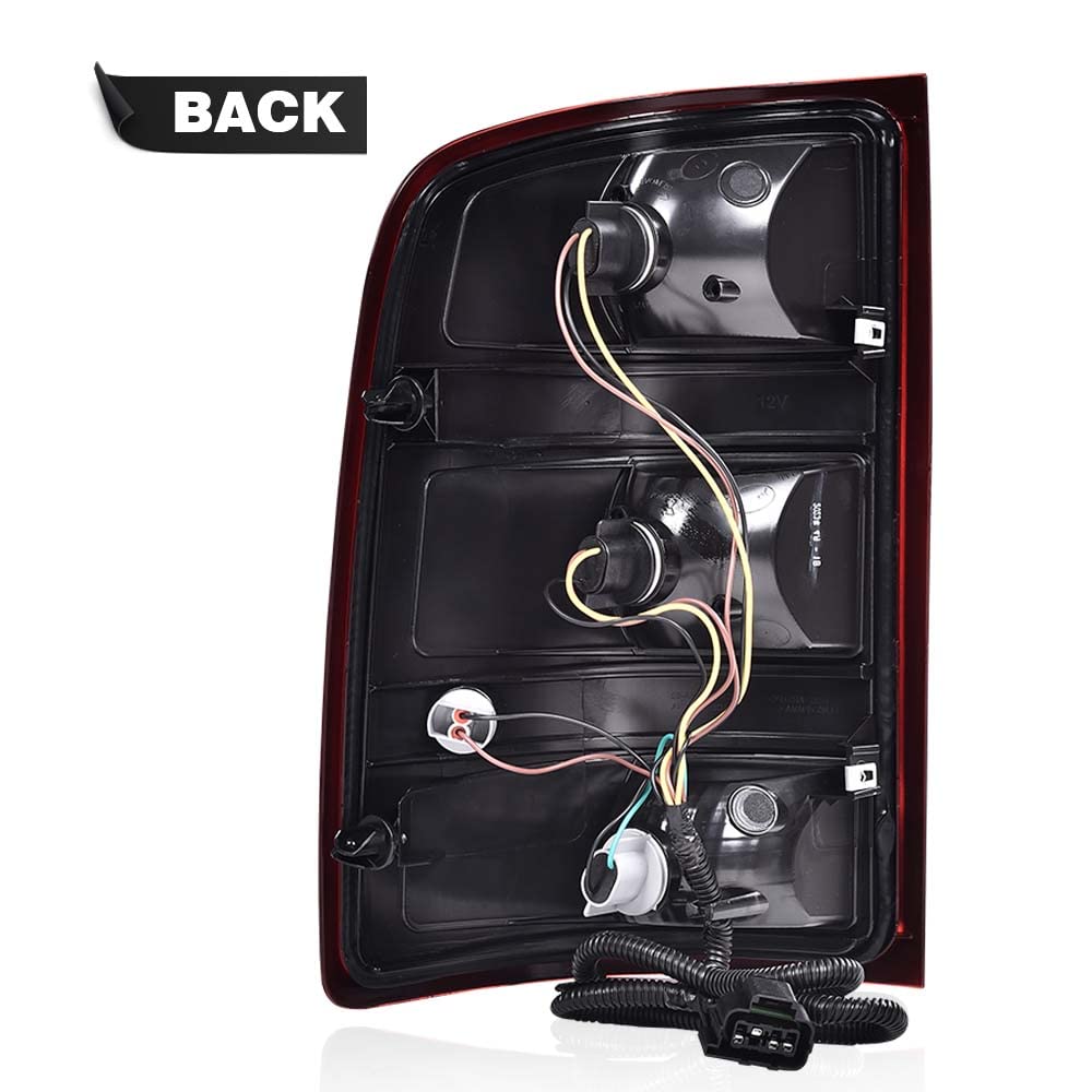 G-PLUS Tail Lights Lamps w/Bulbs & Wiring Harness Compatible with GMC Sierra 1500 2500 3500HD 2007-2013 Passenger Side Red Lens Taillights Taillamps Brakelights 25958485 GM2801208Assembly