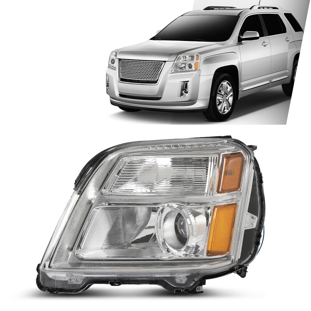 G-PLUS Projector Headlight Compatible with GMC Terrain (submodel: SLE, SLT) 2010-2015 /Fit Terrain SL 2015 Left Driver Side Clear Lens Chrome Housing Bumper Headlamps,faros delanteros