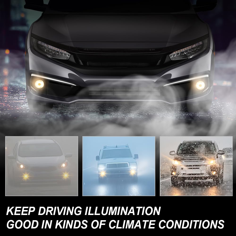 G-PLUS Front Bumper Fog Lights W/Switch Left & Right Side Compatible with Honda Civic 2-Door Coupe/ 4-Door Sedan 2019-2020 33950T5RA01, 33950TBAA01, 71185TBAK50, 71180TBAK50 Clear Lens
