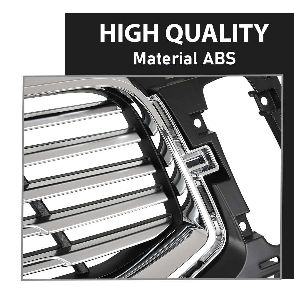 G-PLUS Front Right Bumper Grille Insert Chrome, Compatible with Lincoln MKX 2016-2018, Passenger Side, FA1Z8200AA, FO1200597 Black&Silver