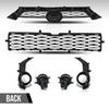 G-PLUS Front Bumper Upper & Lower Grill + Fog Lights Set Compatible with Toyota 4Runner SR5 2014-2019 TO1036148, TO1038173 Black