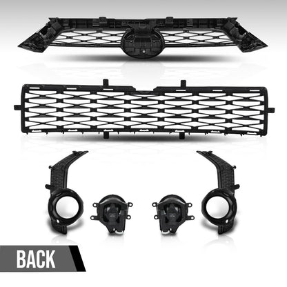 G-PLUS Front Bumper Upper & Lower Grill + Fog Lights Set Compatible with Toyota 4Runner SR5 2014-2019 TO1036148, TO1038173 Black
