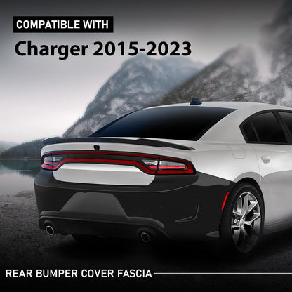 G-PLUS Rear Bumper Cover Fascia Compatible with Dodge Charger 2015-2023,Fit SRT R/T Scat Pack Daytona & Hellcat Models,With Side Vent Style Only,Fit Use Without Park Assist Only 187-01671B