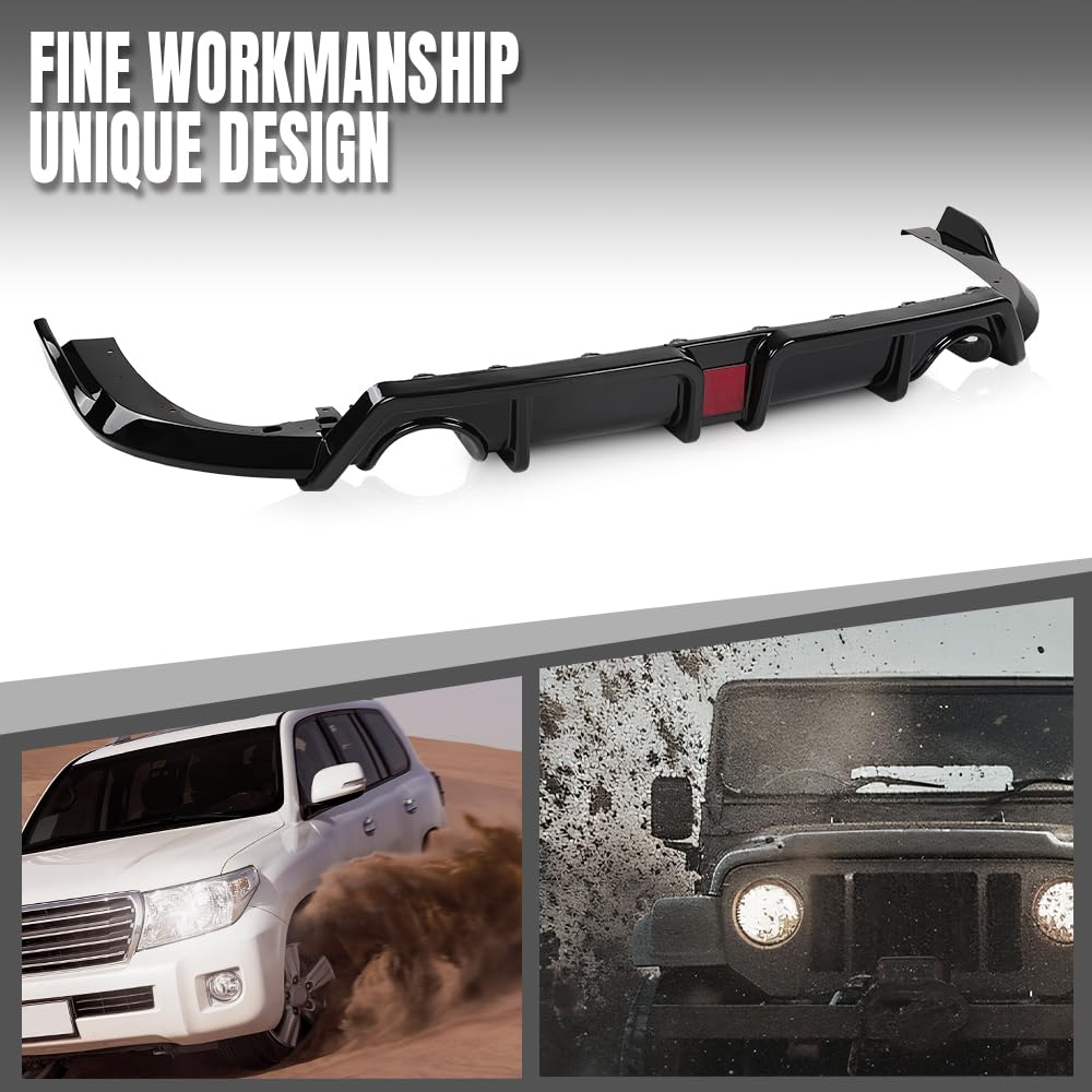 G-PLUS Rear Bumper Lip Diffuser LED Light Compatible with Honda Civic 2016 2017 2018 2019 2020 2021 Gloss Black
