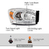 G-PLUS LED Headlights Assembly Front Headlamps Left Right Compatible with Dodge Ram 1500 2006-2008,Fit Dodge Ram 2500 3500 2006-2009 Clear Lens Chrome Housing Amber Reflector,faros delanteros