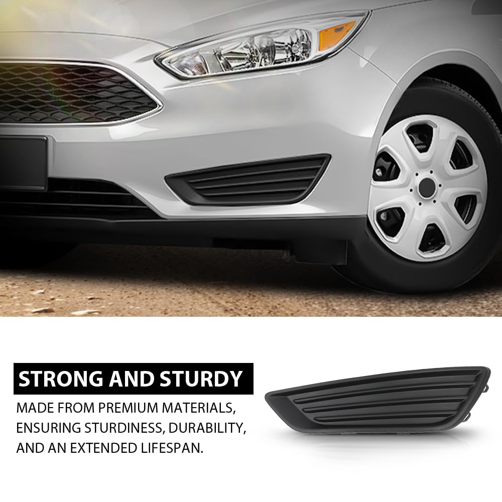 G-PLUS Front Left Fog Light Cover, Compatible with Ford Focus S 2015-2017/ Focus SE 2018, Driver Side, F1EZ17B814B, FO1038150