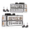 G-PLUS Headlights Compatible with GMC/Chevy Headlamps Left & Right Clear Lens Chrome Housing Amber Reflector