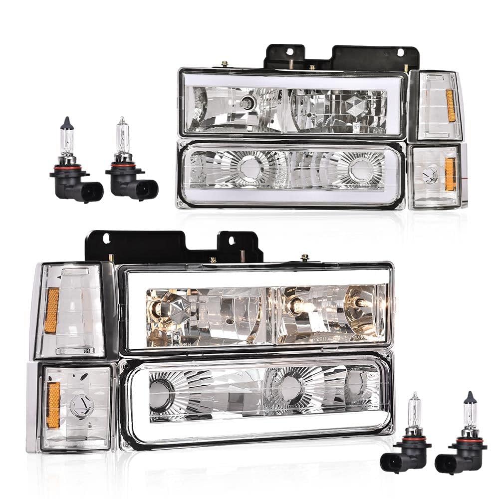 G-PLUS LED Headlights, Fit 94-99 GMC C1500 K1500 Yukon/Fit 94-99 GMC C1500 C2500 K1500 K2500 Suburban Driver & Passenger Side Bumper Headlamps,faros delanteros Assembly