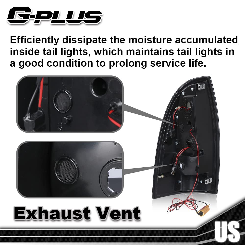 G-PLUS LED Tail Lights Brake Lamp Compatible with Toyota Tacoma 2005-2015,Left & Right Red Black Lens,Rear Lights Luces Traseras, Faros Traseros 8155004150, 8156004150Assembly
