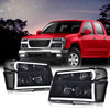 G-PULS Headlights Lights Fit Chevy Colorado/GMC Canyon 2004-2012,Fit Isuzu i-280 i-350 2006/i-290 i-370 2007-2008 Smoky Lens Black Housing Clear Reflector Bumper Headlamps,faros delanteros Assembly