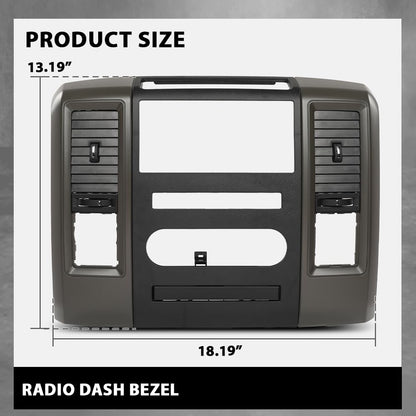G-PLUS Radio Bezel Dash Trim Panel Compatible with Dodge Ram 2009 2010 2011 2012 Gray