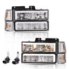 G-PLUS LED DRL headlights, Compatible with 1994 1995 1996 1997 1998 1999 GMC C1500 K1500 Yukon bumper Headlamp, Clear lens Chrome Housing Amber Reflector