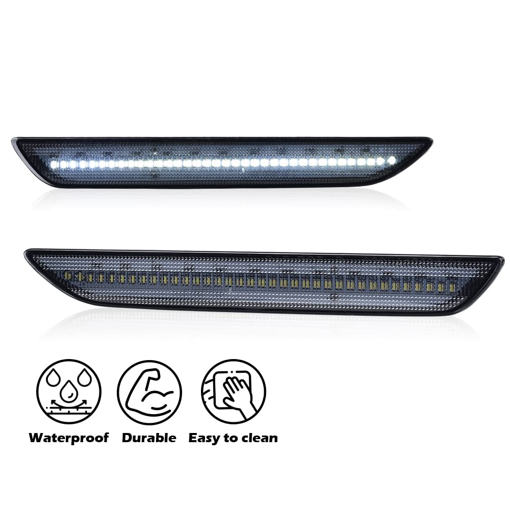 G-PLUS LED Rear Side Marker Lights Lamps Pair DARK Smoke Compatible with Ford Mustang 2015-2022 FR3Z-15A201-A, FR3Z-15A101-A, FR3Z15A201A, FR3Z15A101A