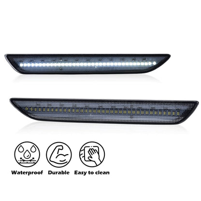 G-PLUS LED Rear Side Marker Lights Lamps With Bulbs Compatible with Ford Mustang 2015 2016 2017 2018 2019 2020 2021 2022 FR3Z-15A201-A, FR3Z-15A101-A, FR3Z15A201A, FR3Z15A101A Pair DARK Smoke