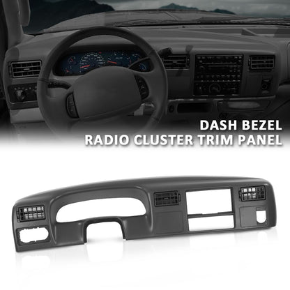 G-PLUS Dash Board Bezel Radio Cluster Trim Panel W/o Hole, Compatible with Ford F250 F350 Super Duty 1999-2004, Dark Gray